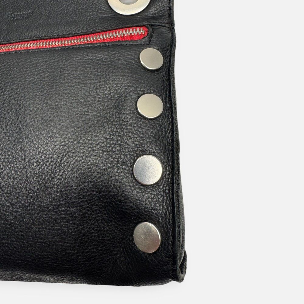 Hammitt Tony Small Black Leather **Red Zip** Crossbody | Brushed Silver - Picture 8 of 14